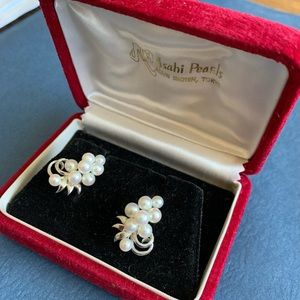 Asahi Pearl Earrings Grape Bunch Clip-On